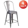 Flash Furniture Clear Coated Indoor Counter Height Stool with Back, 24" 4-XU-DG-TP001B-24-GG